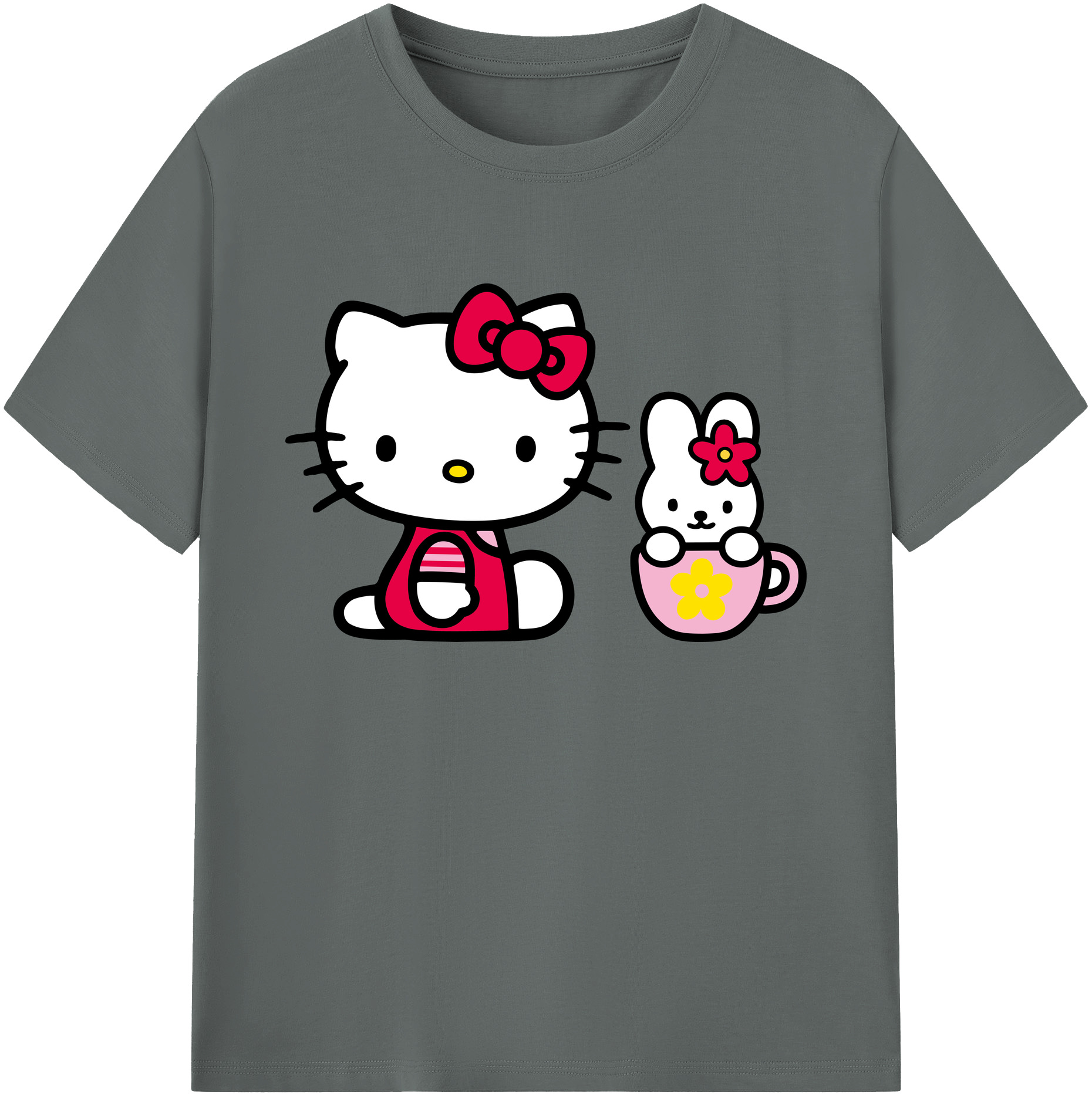 （画像用） Hello Kitty ハローキティ 綿100％ メンズ半袖Tシャツ｜肌触りやわらか＆通気性